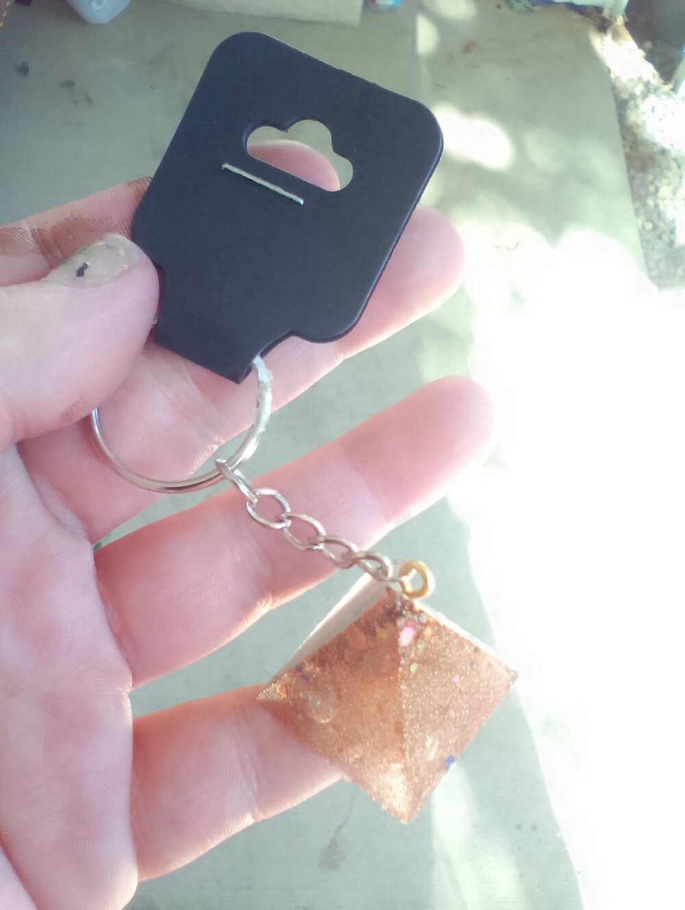 Sparkling Copper Pyramid Keychain - Women Accessories